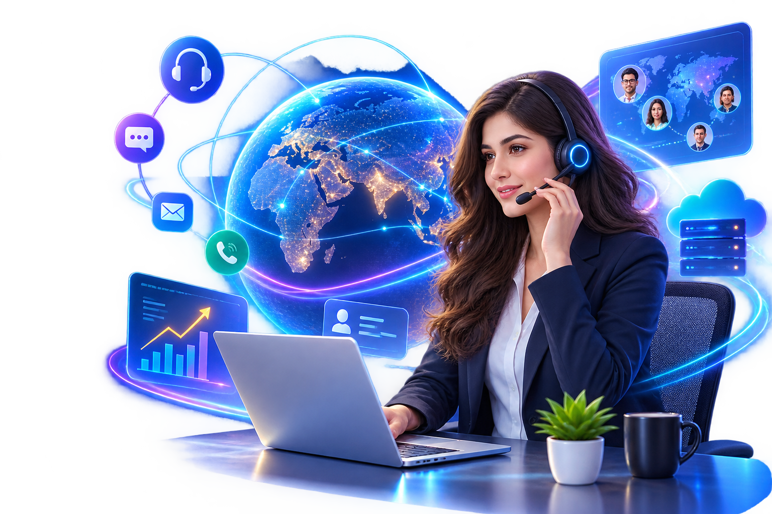 Connectora BPO global outsourcing operations and customer support illustration